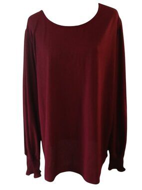 LuLaRoe JOSEY Dark Red Smocked Cuff Blouse Womens Size 2XL